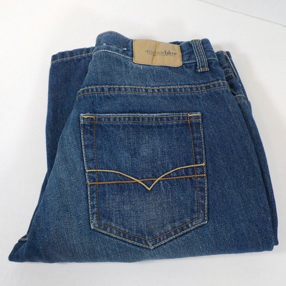 Vintage 90's Anchor Blue Straight Leg 100% Cotton Blue Denim Jeans Men's 29X30 - Picture 1 of 8